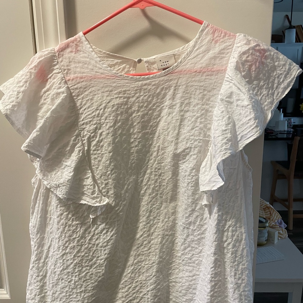 a new day White Textured Ruffle Sleeve Blouse
